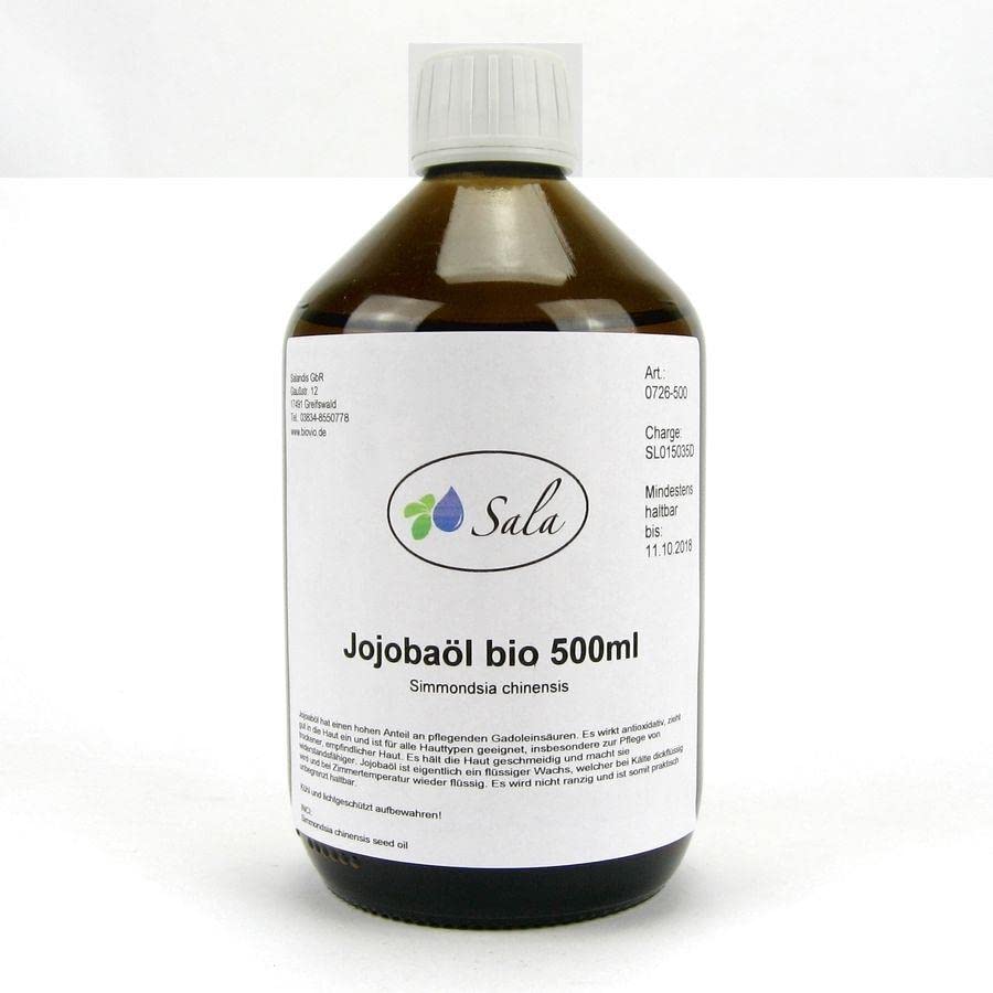 Sala Jojoba Oil Cold Pressed Organic 500 ml Glass Bottle