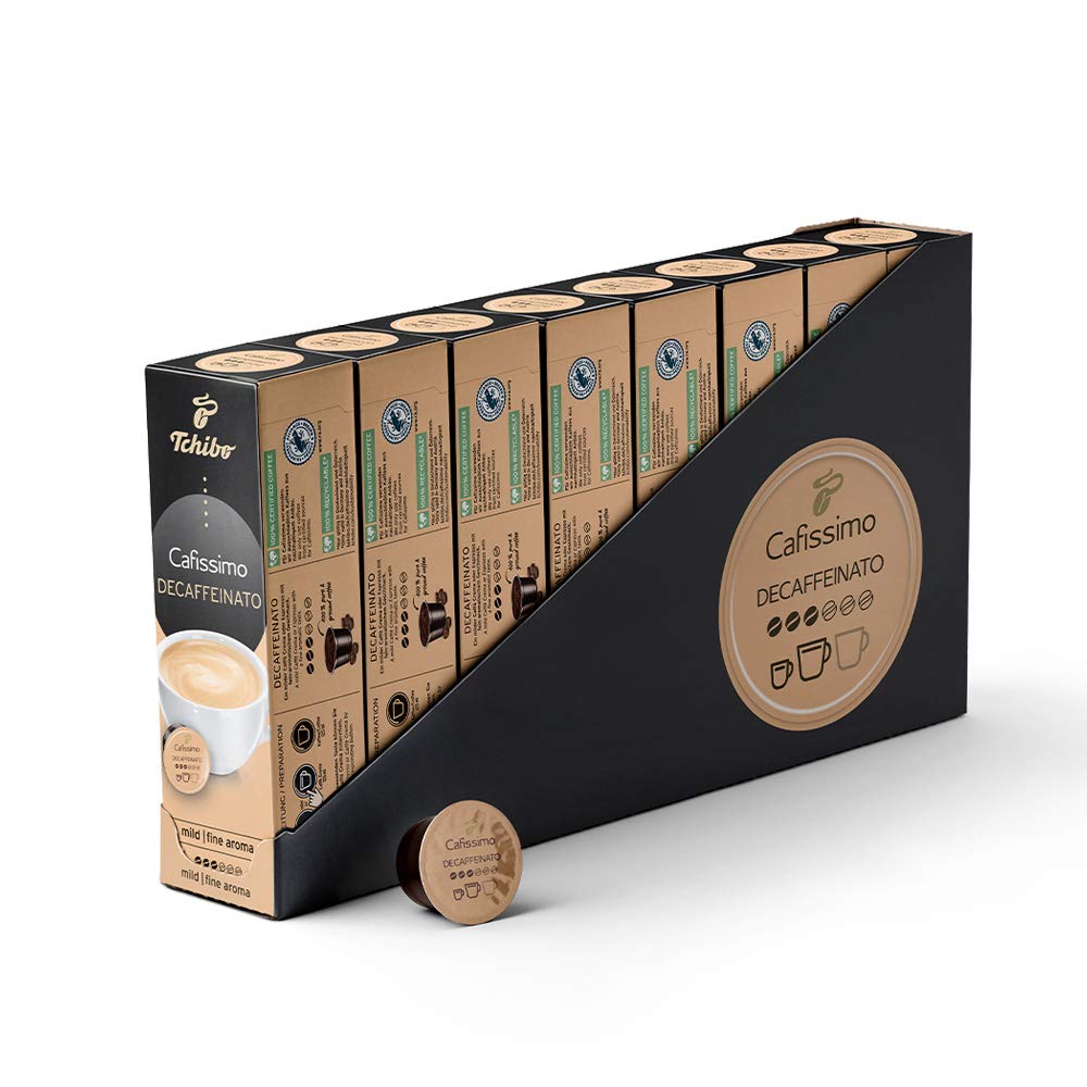Tchibo Cafissimo storage box Caffè Crema decaffeinated coffee capsules– 80 pieces - 8x 10 capsules (coffee, mild with fine aroma), sustainably & fairly traded