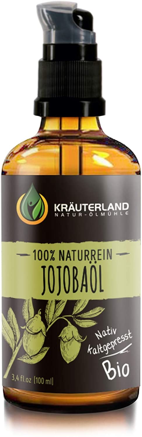 krauterland Organic skin oil, 100 ml, cold pressed, 100 % natural, for face and body care, massage oil, against wrinkles, dry skin and anti-ageing.