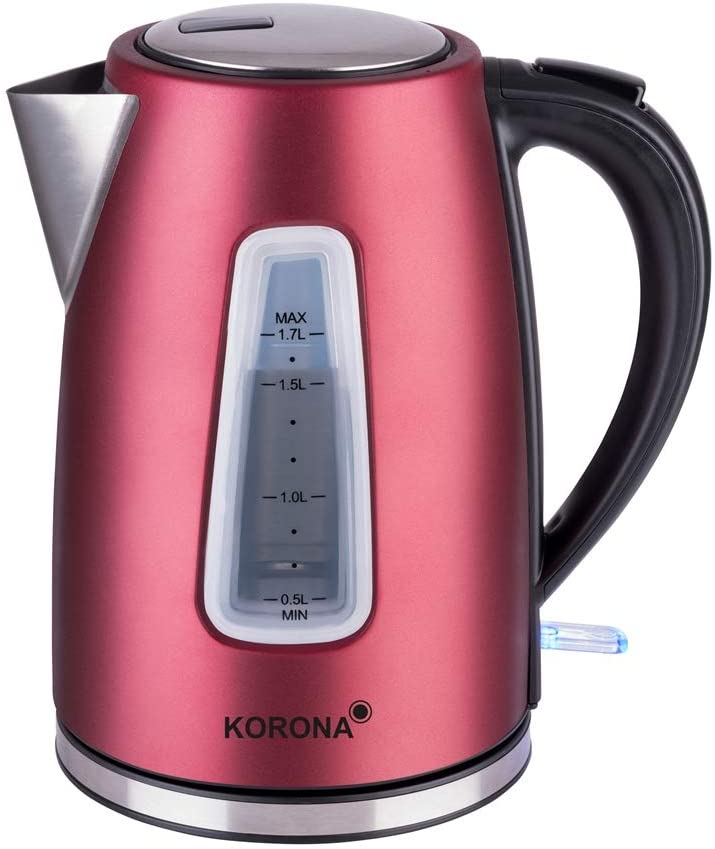 Korona 20340 kettle with 1.7 litre capacity in red powerful cooker with a 360° base station, 2200, 1.7 litres