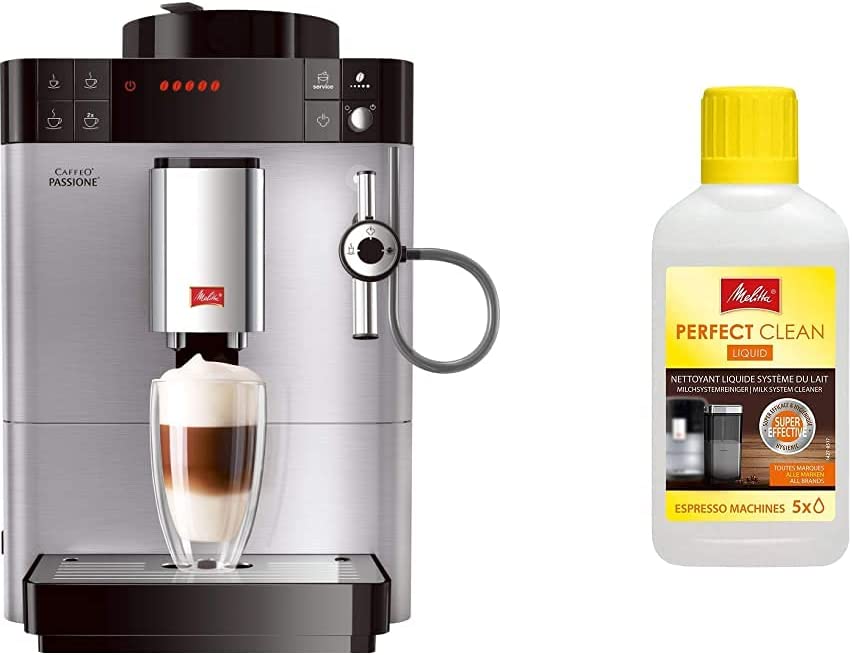 Melitta Caffeo Passione F540-100, fully automatic coffee machine with car cappuccinator system, stainless steel and perfect clean milk system cleaner, easily and thoroughly removes milk deposits, 250 ml