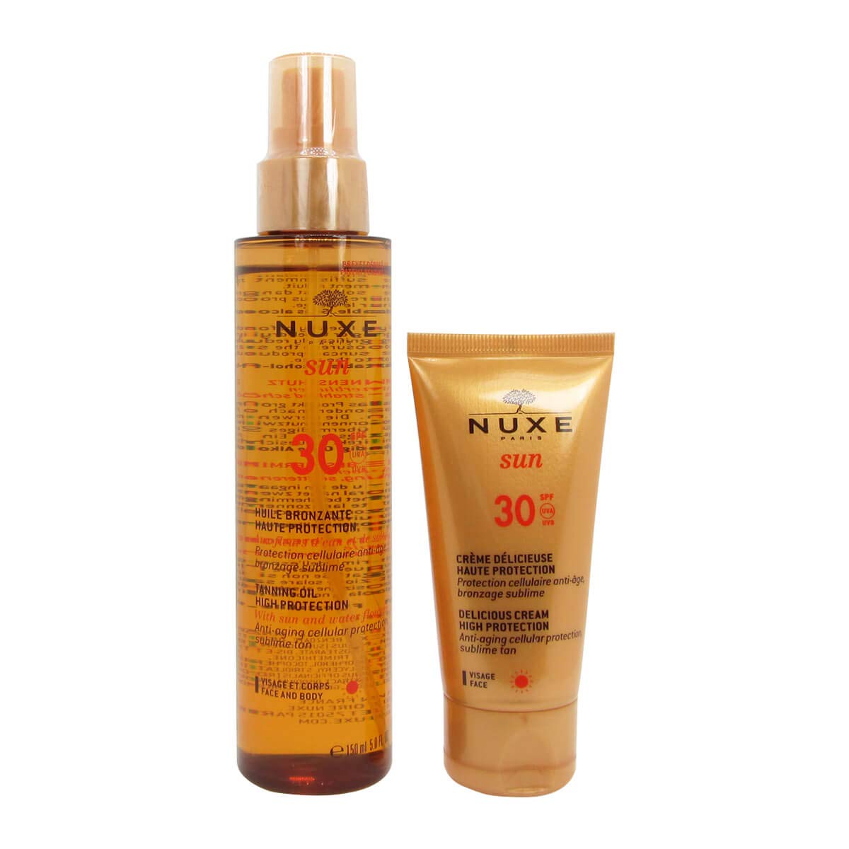 Nuxe Huile Bronzante Haute Protection SPF 30 Gift Set 150 ml + Cream Délicieuse Haute Protection SPF 30 50 ml 1 Pack