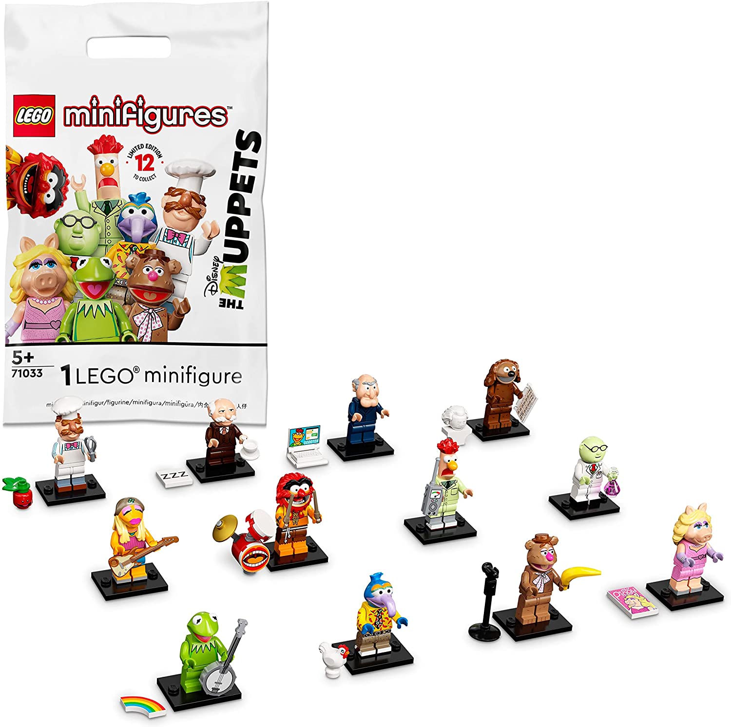 LEGO 71033 The Muppets Mini Figures, Set of 1 of 12 Collectable Minifigures, including Miss Piggy and Kermit the Frog, Limited Edition Collection (1 Piece - Style Selected at Random)