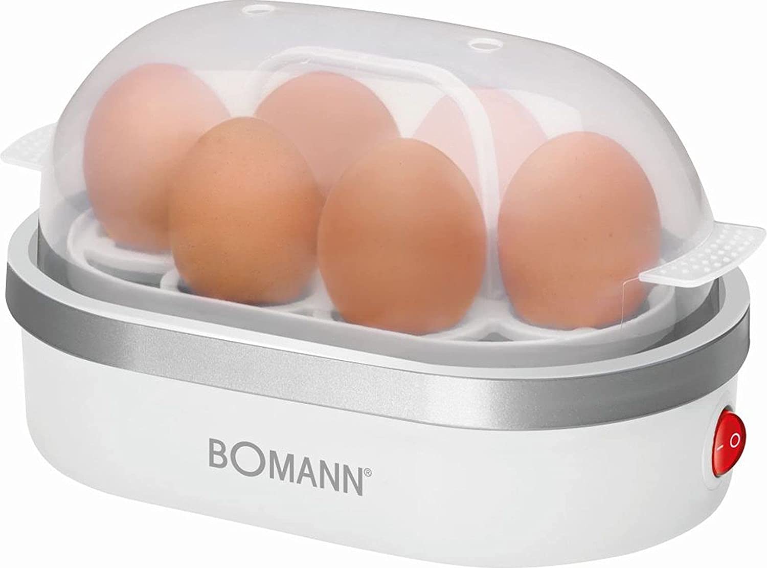 Bomann Eipicker Egg Cooker for 6 Eggs with 400 W (Measuring Cup, Non-Stick Coating, Summer Pilot Light, White)