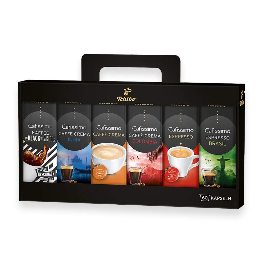 Tchibo Cafissimo Tasting Box Classic Collection different types of caffè Crema, espresso and coffee, 60 pieces (6x10 coffee capsules) capsule case, sustainably & fairly traded