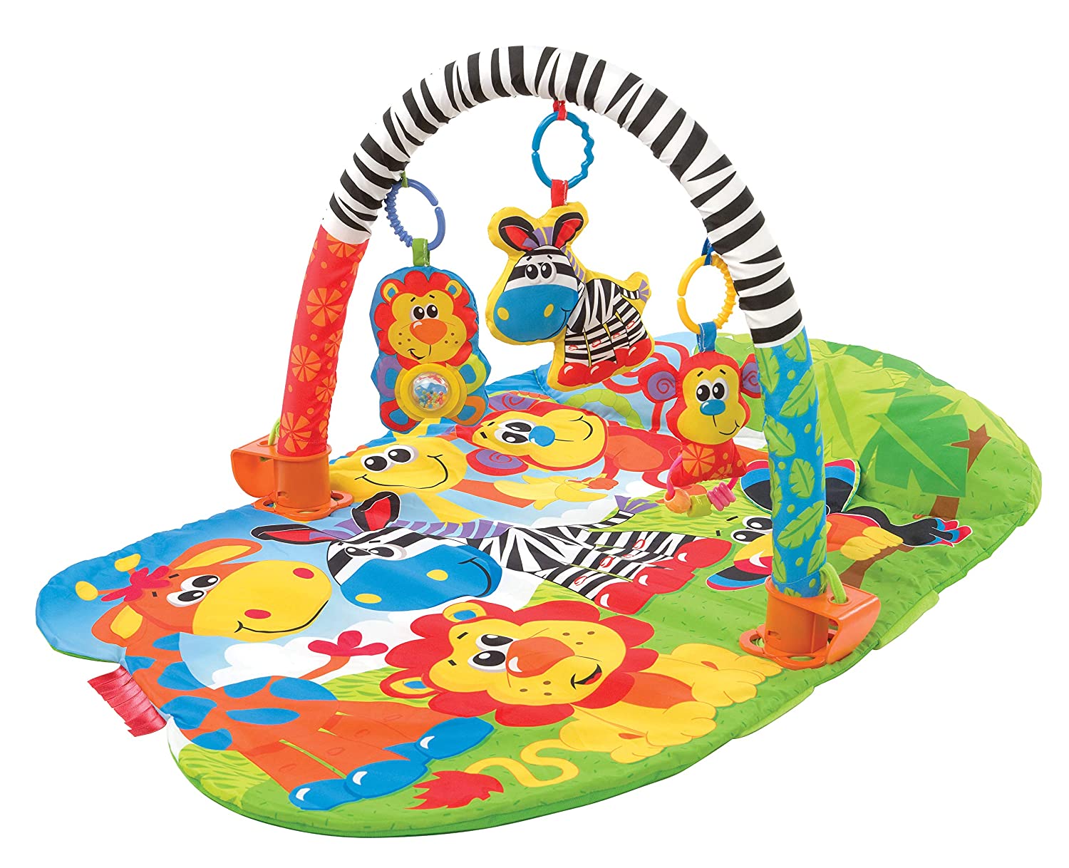 Playgro 40108 Crawling Blanket with Play Arch with Removable Toy from 0 Months Safari Super Gym Colourful