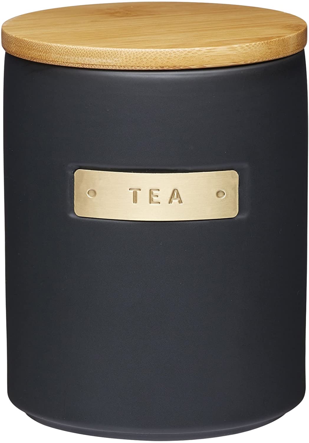 Master Class High Quality Earthenware Tin with Brass Emblem with Bamboo Airtight Lid