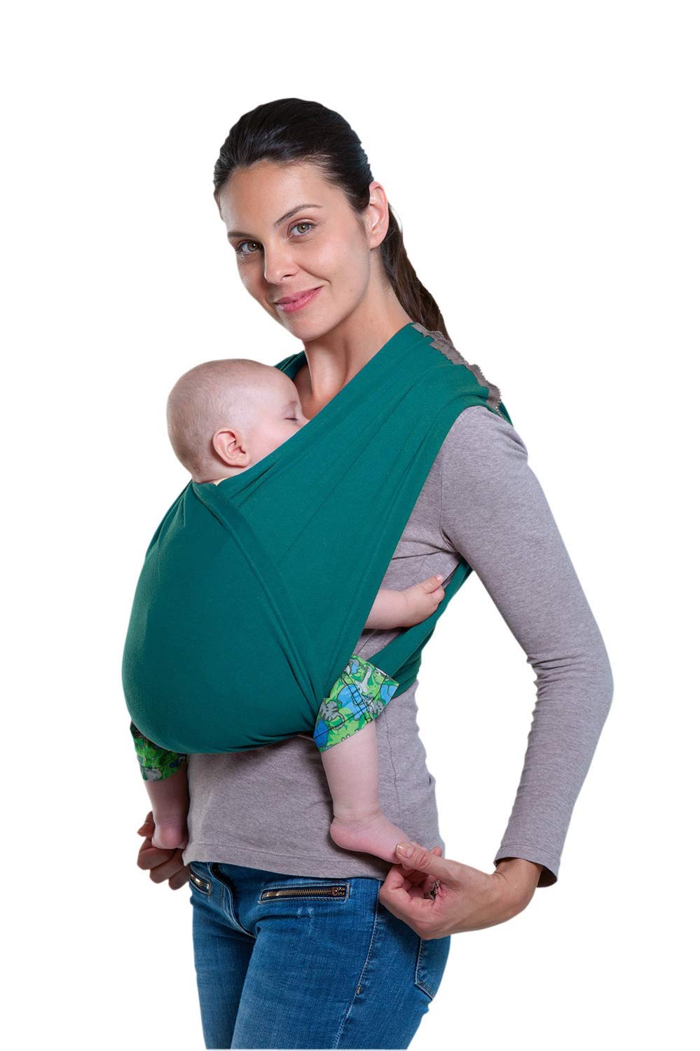 AMAZONAS Baby Carrier Sling, Belly Carrier, Petrol Blue, 2 Loops, Stress-Free, Without Knots, 4 Months - 3 Years, Up to 15 Kg