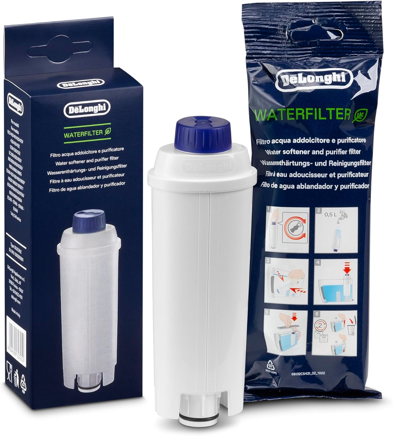De\'Longhi Original DLSC002 Water Filter Accessory for De\'Longhi Fully Automatic Coffee Machines with Water Filter, Care and Protection of the Machine, Optimises Coffee Quality and Protects Against