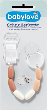 babylove Pacifier chain pink/beige, 1 hour