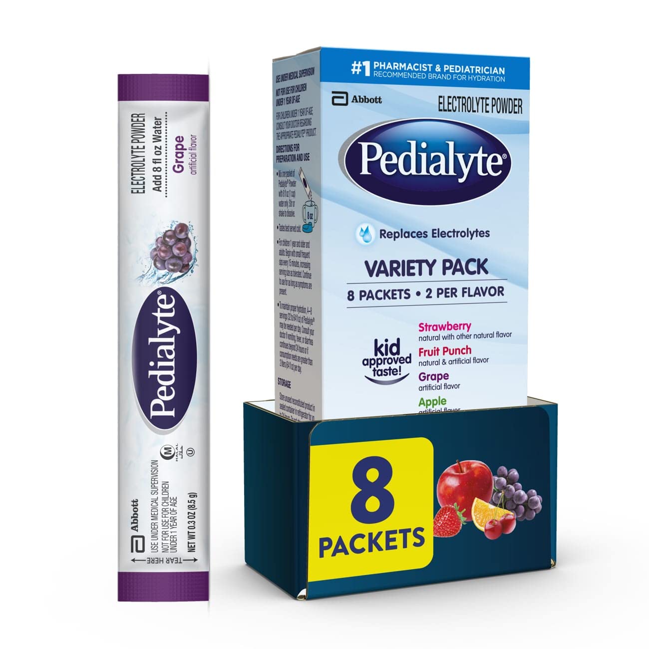 Pedia Lyte Powder Pack, Variety, 0.3 Ounce, 8 Count by Pedia Lyte