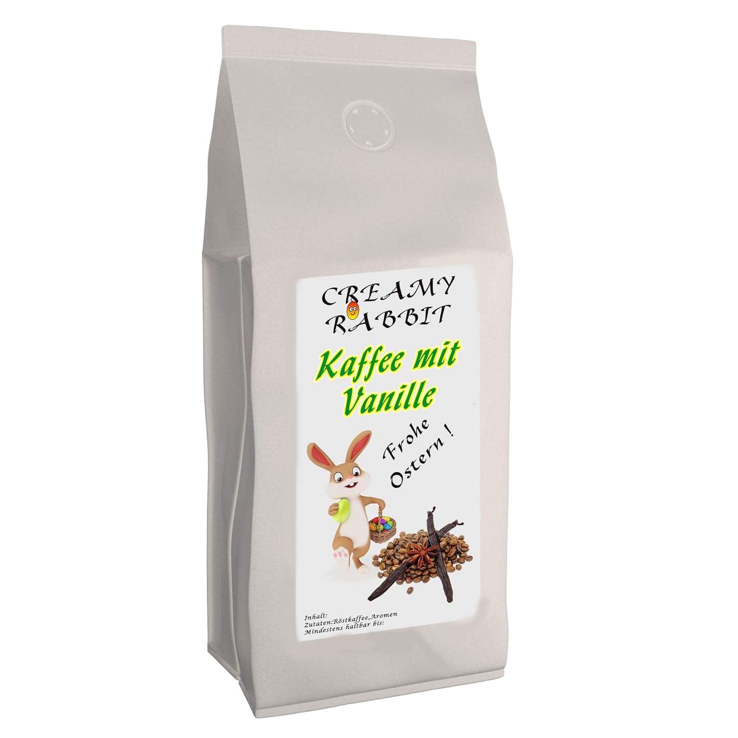 Easter Coffee \"Creamy Rabbit\" with Vanilla Flavor, 1000 g Whole Beans, Flavored Coffee as Easter Gift