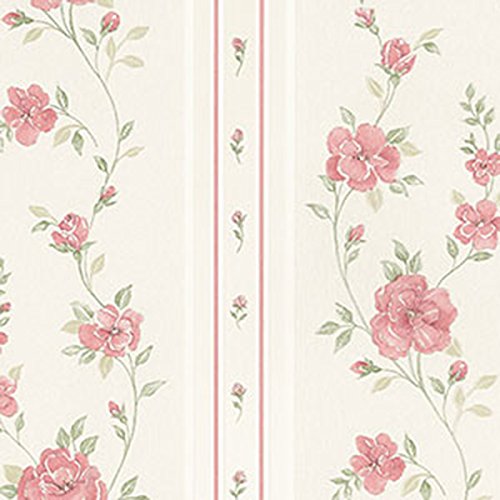 Creme floral Impressions Seide, grün, rosa Galerie Wallpaper – md29443