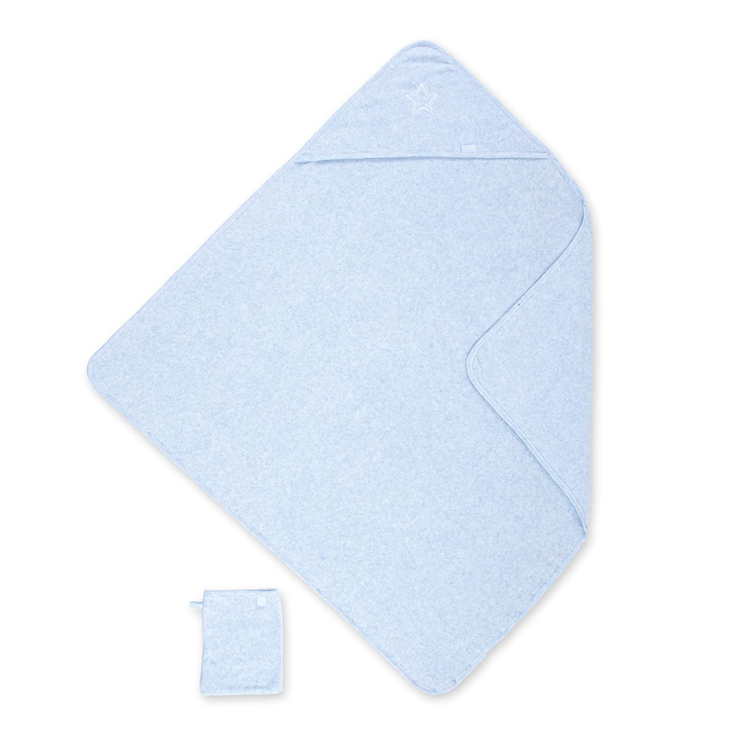 Bemini by Baby Boum 370STARY61TM Hooded Bath Towel Terry Stary Frost, 90 x 90 cm Blue