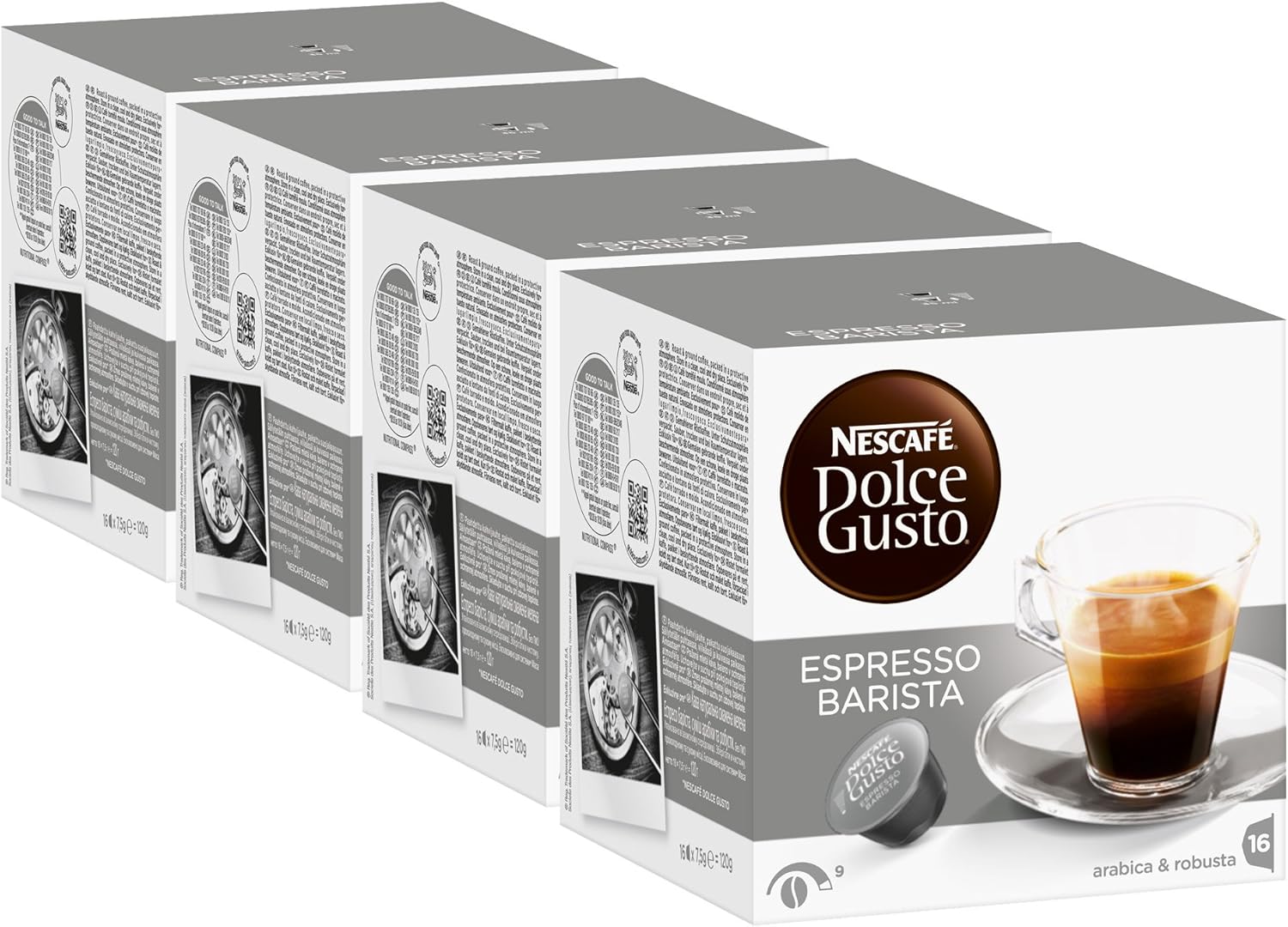 Nescafe Dolce Gusto Espresso Barista, High, Coffee, Cafe Stack, Pack of 4, 4 x 16 Capsules