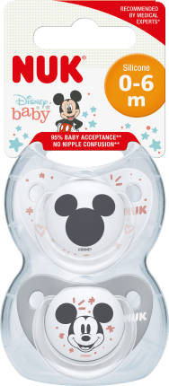 NUK Pacifier Disney baby Trendline Gr.1 white/grey, 0-6 months, 2 pcs