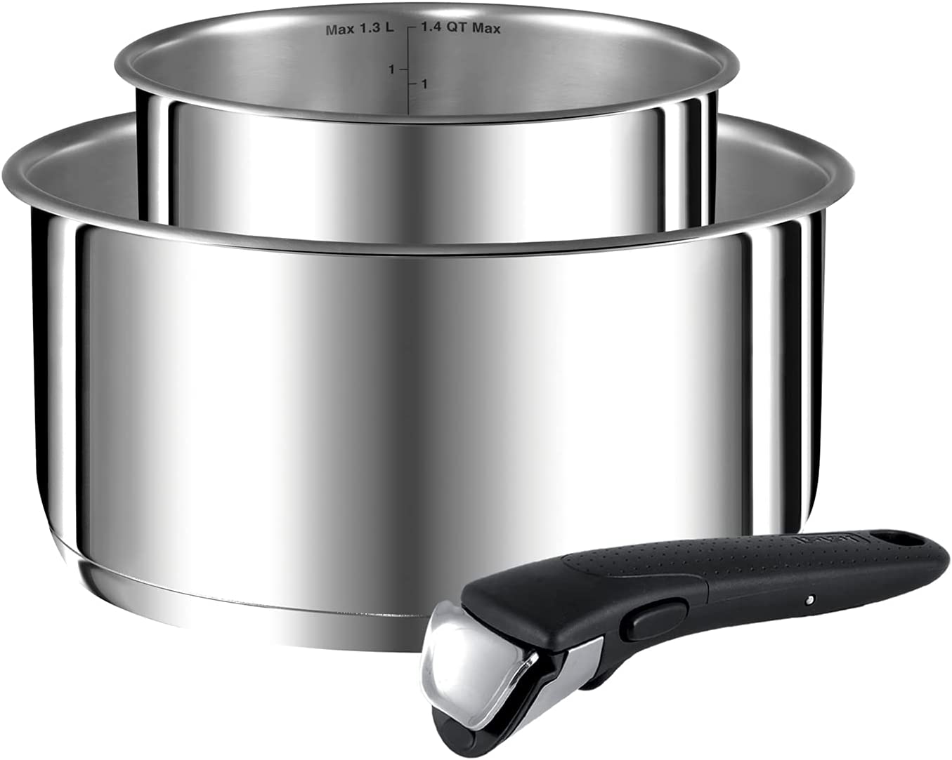 Tefal Ingenio Preference L9408802 saucepans made of stainless steel, 16/20 cm (1.5 / 3 l) + removable handle, induction