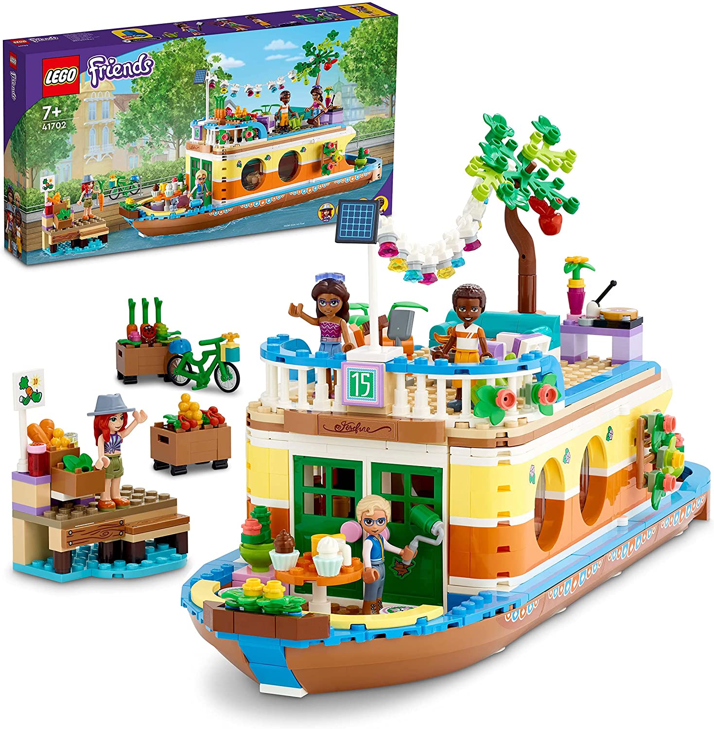 LEGO 41702 Friends Hausboot, Spielzeugboot für Kinder ab 7 Jahren mit Garte