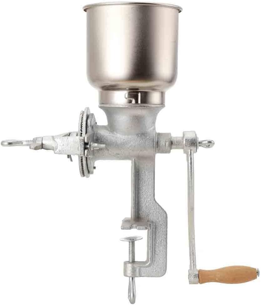 TABODD 500 ml Manual Grain Grinder Mill, Adjustable Clamping Mill, Corn Grain Mill Cast with 13 cm and 4 cm Hopper Stainless Steel Mill, Manual Grain Mill for Corn, Coffee Beans, Wheat, Nut, Herbs