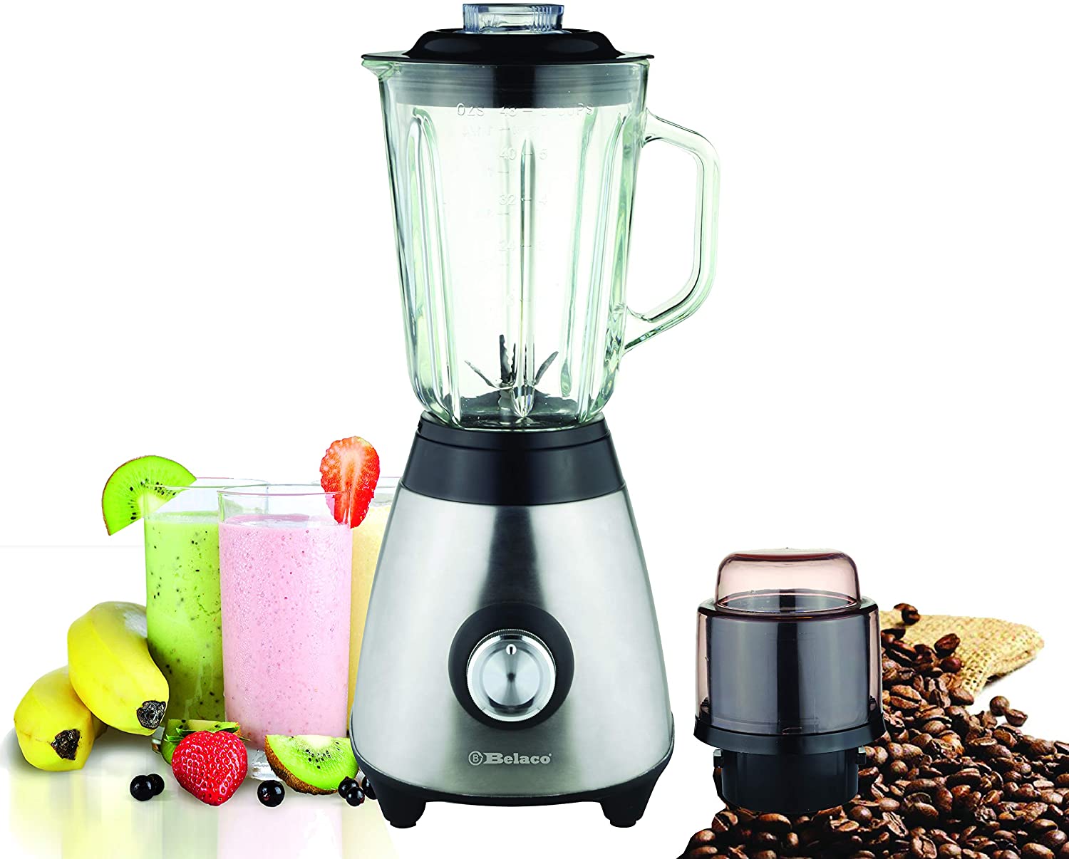 belaco Multi-blender juicer with glass container and mill, robust housing