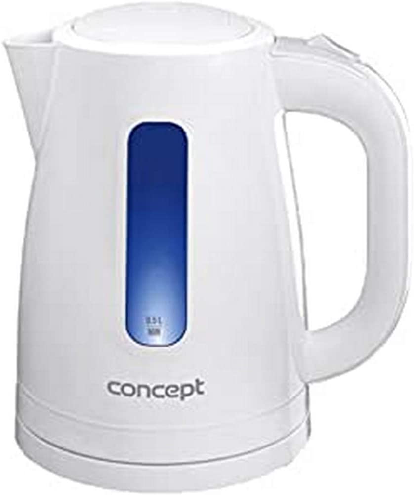 CONCEPT Hausgeräte RK2310 Plastic Kettle LED Lighting Removable Anti-limescale Filter 1.7L 2200W Pure White