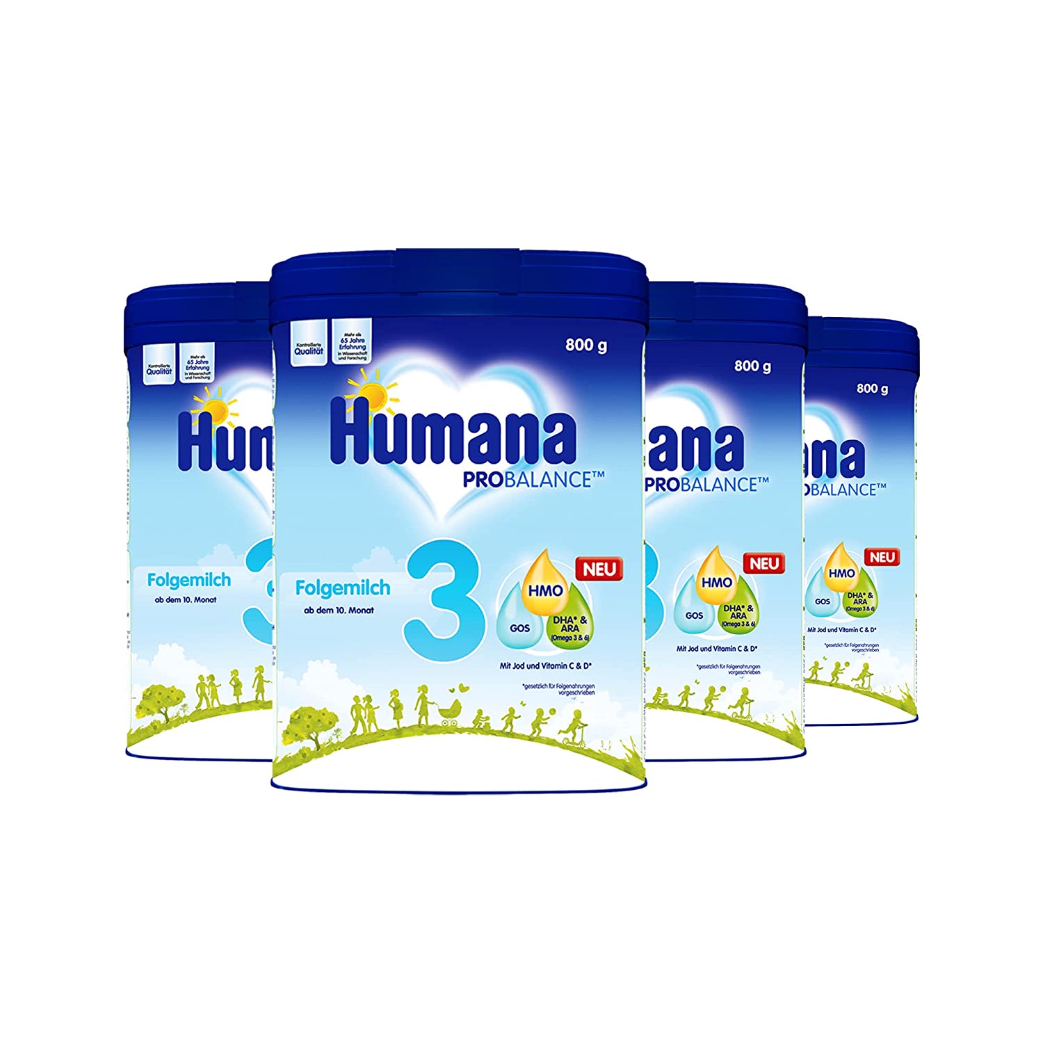 Humana PROBALANCE Folgemilch 3, ab dem 10. Monat, Babynahrung im Anschluss an das Stillen, einer Anfangsnahrung oder einer Folgemilch 2, ideal zum Zufüttern, 4 x 800 g