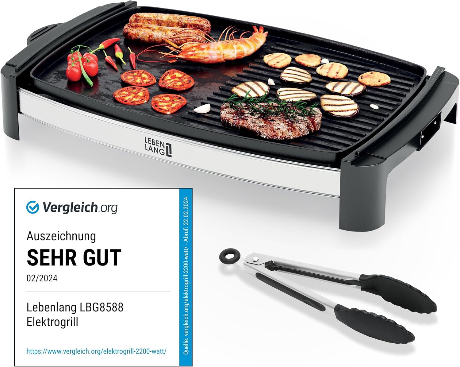 Electric Table Grill 2000 W - Includes Barbecue Tongs I 45 x 30 cm I Plancha Electric Grill for Balcony Indoor and Outdoor I Electric Teppanyaki Balcony Grill Electric Grill Plate Electric