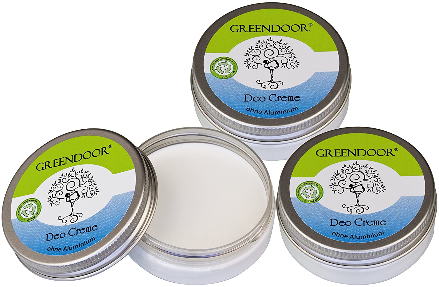 Greendoor Deodorant Cream, Aluminium-Free, 3 x 50 ml, Cream Deodorant, Without Aluminium Salt, Preservatives, Alcohol, Parabens, or Animal Testing Aloe Vera natural cosmetics - cream deodorant.