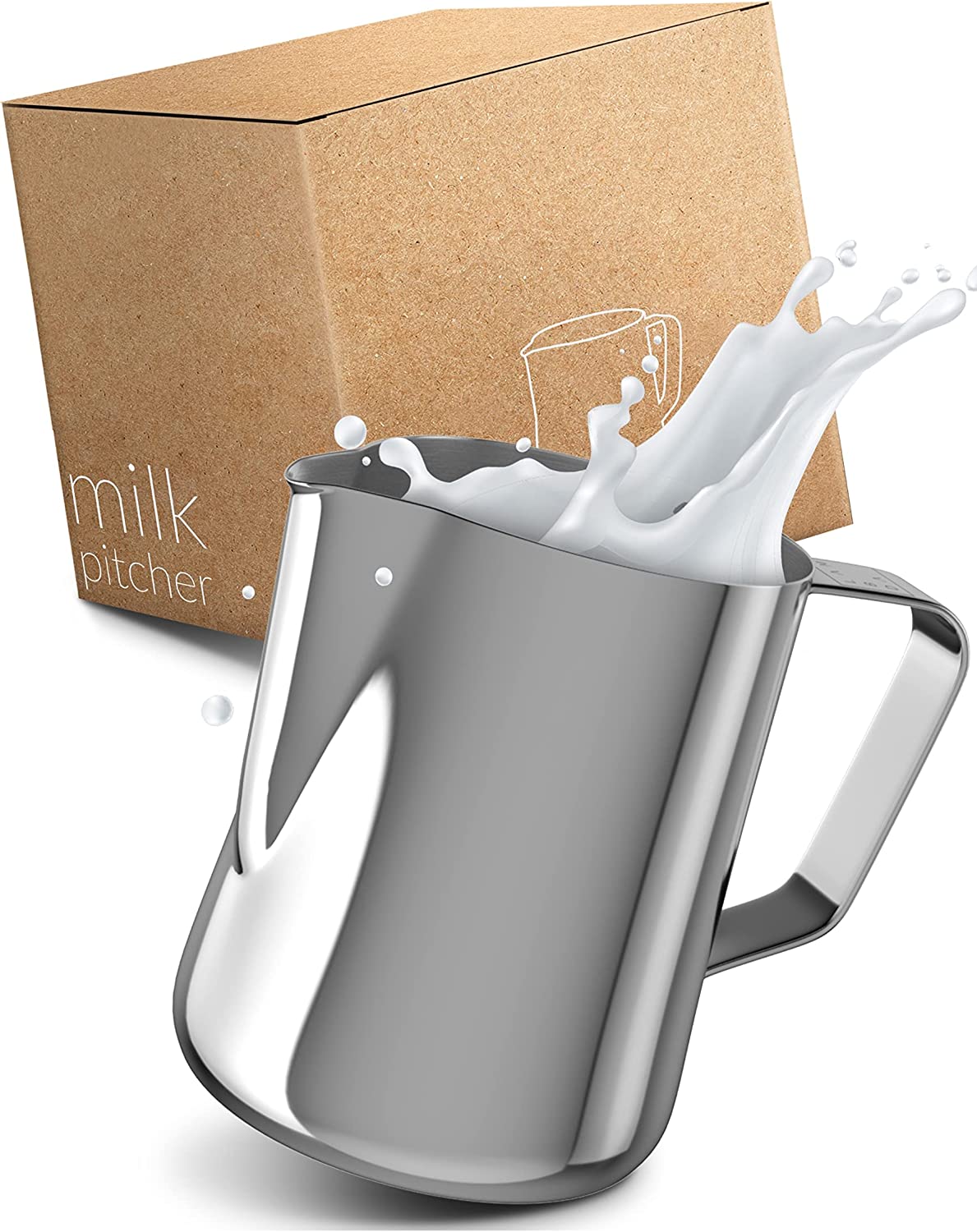 Lambda Coffee Barista Milk Jug Stainless Steel 350 ml I Barista Accessories Milk I Milk Frothing Jug