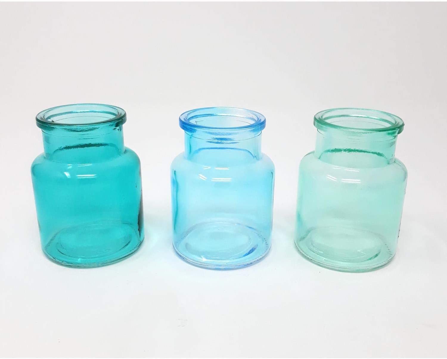 Sandra Rich GmbH glass vase bottle balanced. 3 small bottles approx. 7.5 x 5.5 cm. Turquoise - Light Blue 1166-8-87