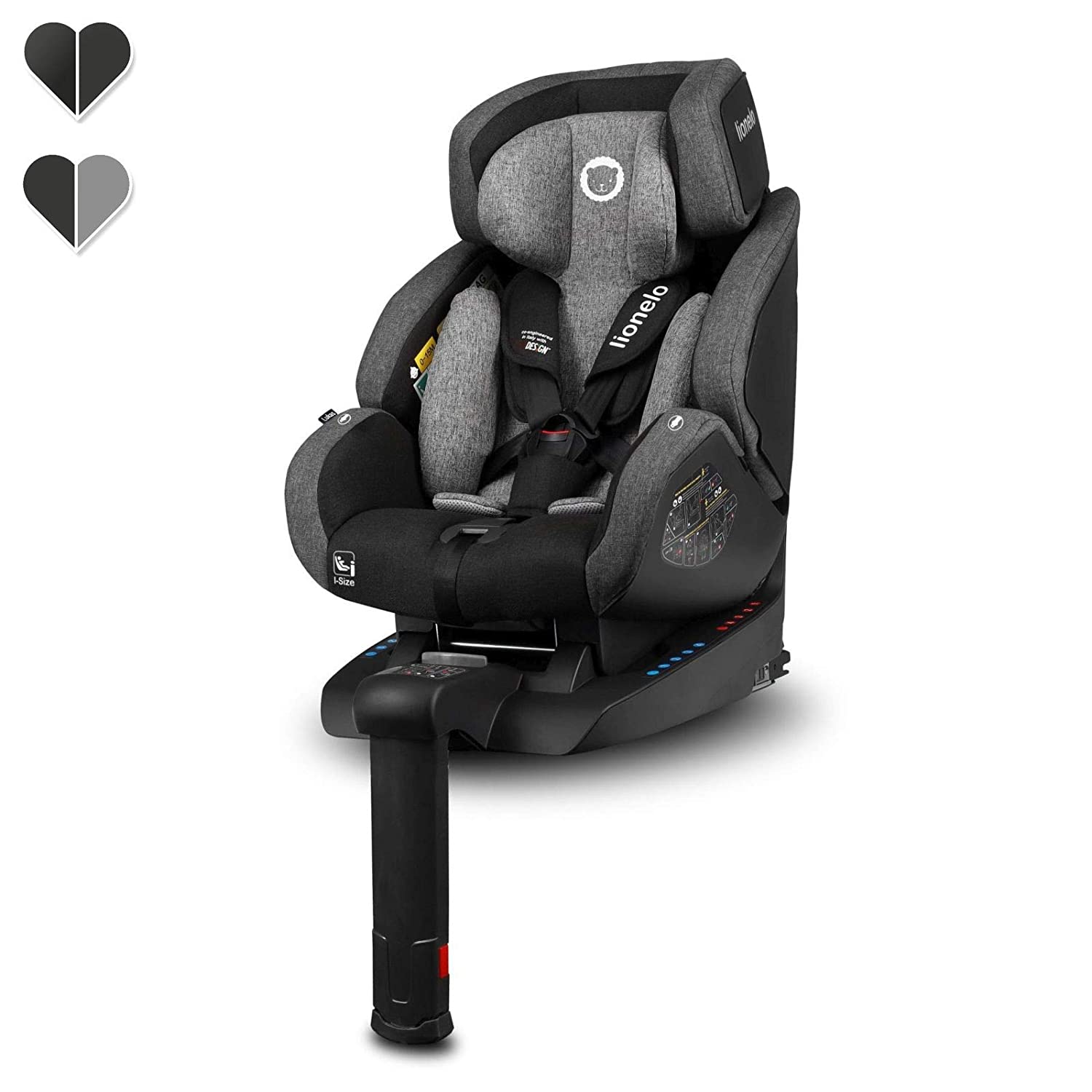 Lionelo Lukas Safety Car Seat 0-18 kg Forwards and Backwards ISOFIX + Support Leg Carbon