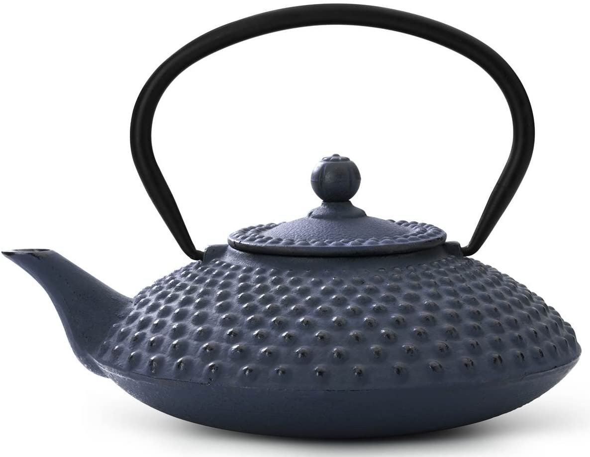 Bredemeijer Jing G002B Asian Teapot Cast Iron 1.25 Litre Pimple Structure Blue