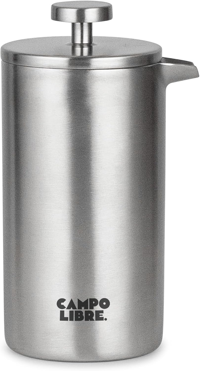 Campo Libre.® Giorgio French Press, Coffee Maker Made of Double-Walled Stainless Steel, 0.35 Liters, Plastic-Free Coffee Press with Thermal Function, Including Replacement Filter, Coffee Maker, 100%