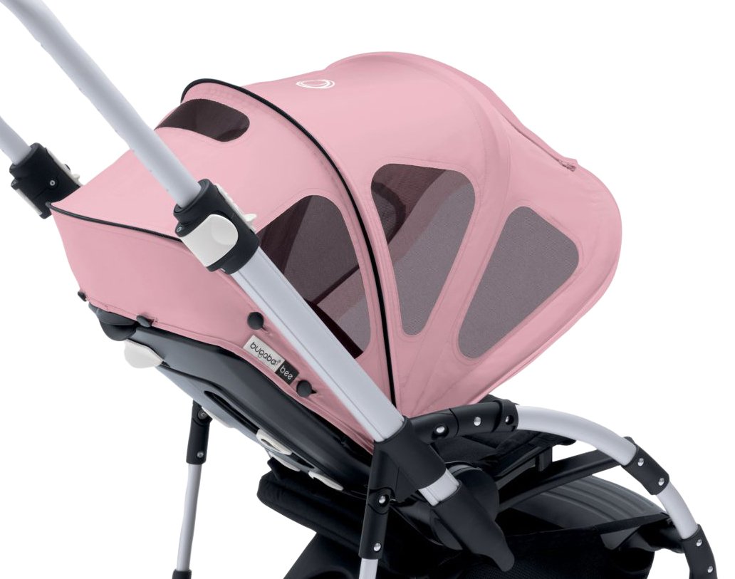 Bugaboo Adjustable Sun Canopy with Ventilation Windows and Viewing Window with Sun Protection Factor 50+ for Bugaboo Bee Pushchair Models Soft Pink