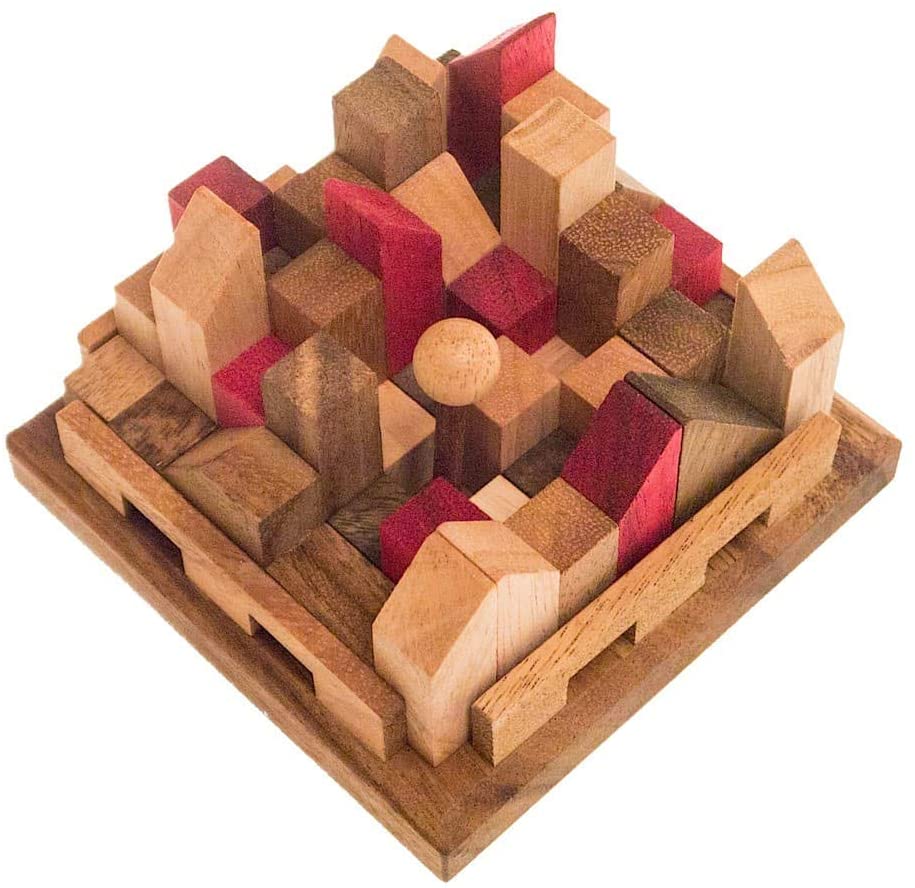 ROMBOL City Puzzle, 3D Jigsaw Puzzle, Wooden Toys, Thinking Game-Puzzle Game