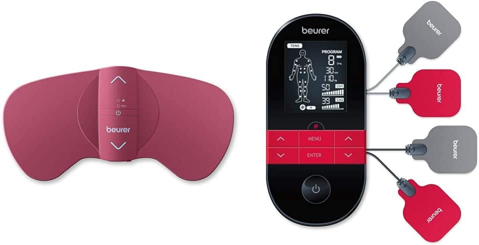 Beurer EM 50 Menstrual Relax, Against Menstrual Pain and Endometriosis Pain, TENS and Heat Function, with Rechargeable Battery & EM 59 Heat Digital TENS / EMS Device
