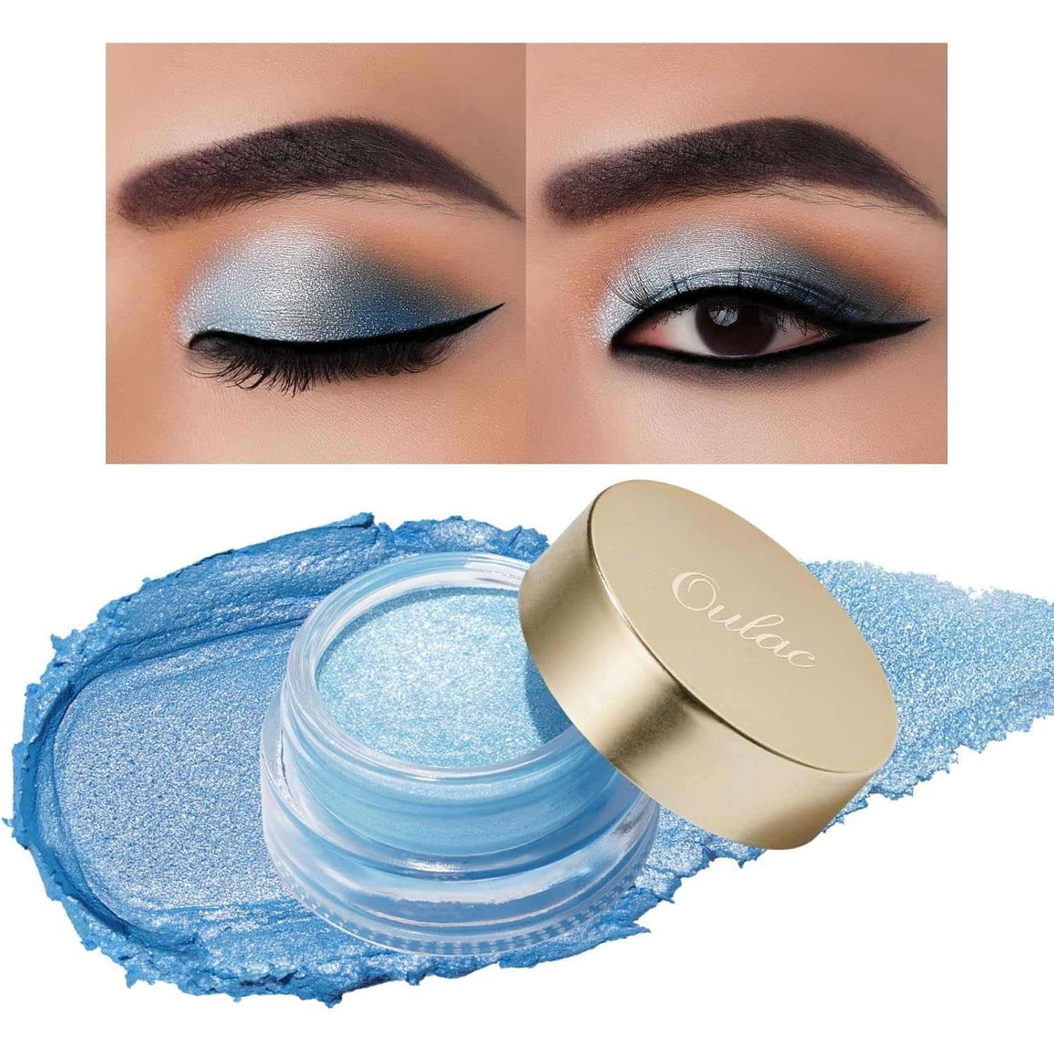 Glitter Eyeshadow Blue, Eyeshadow and Highlighter Duo, Waterproof and Long-Lasting, Transparent Glitter Finish, Blendable and Wrinkle-Free Eye Makeup, Vegan, 06 g (02)