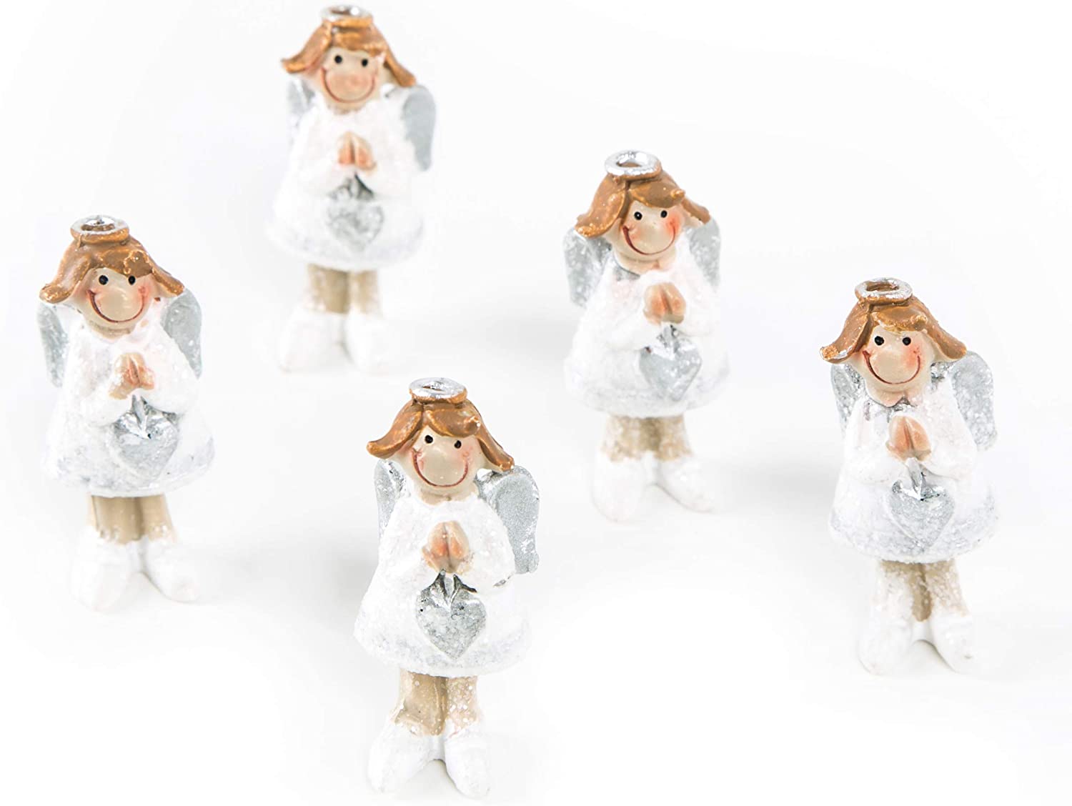 Logbook-Publisher Small Angel Figurines Guardian Angel Good Luck Charm Silv