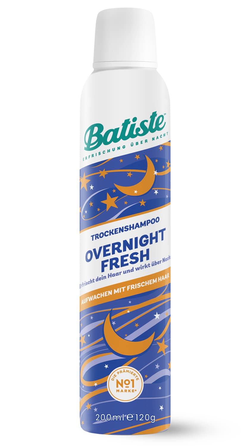 Batiste Overnight Fresh Dry Shampoo 200 ml, Dry Shampoo for Refreshing and Styling Hair, Hair Styling Spray without Rinse, Hair Cleansing Overnight, ‎clear