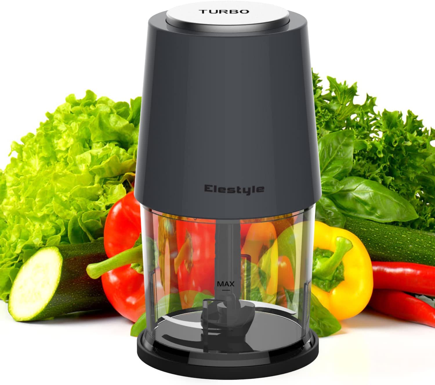 ELESTYLE Electric Kitchen Chopper, 260 Watt Universal Chopper with 0.5 L Work Container, Meat Grinder, Multi Chopper with 2 Speed Levels, for Meat, Vegetables, Fruit and Baby Food