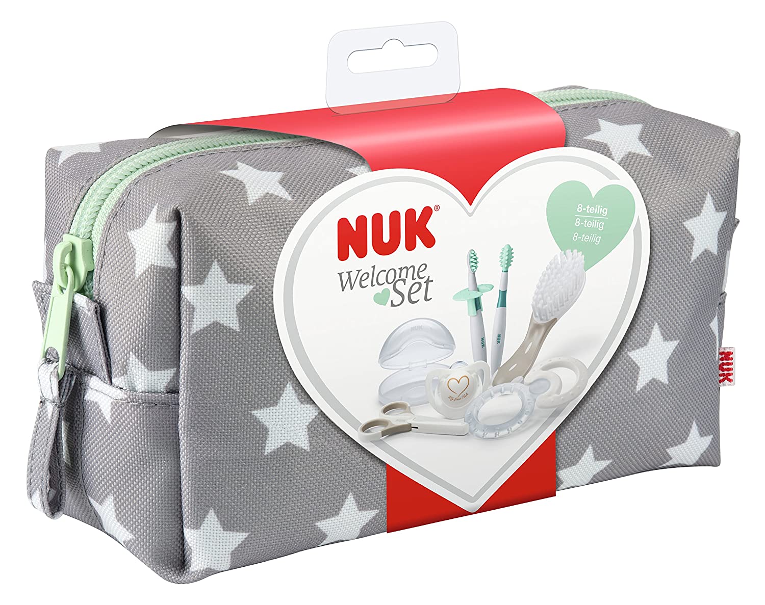 NUK Baby Care Welcome Set, Perfect starter set for Newborns, 7 NUK Products in a Beautiful Bag