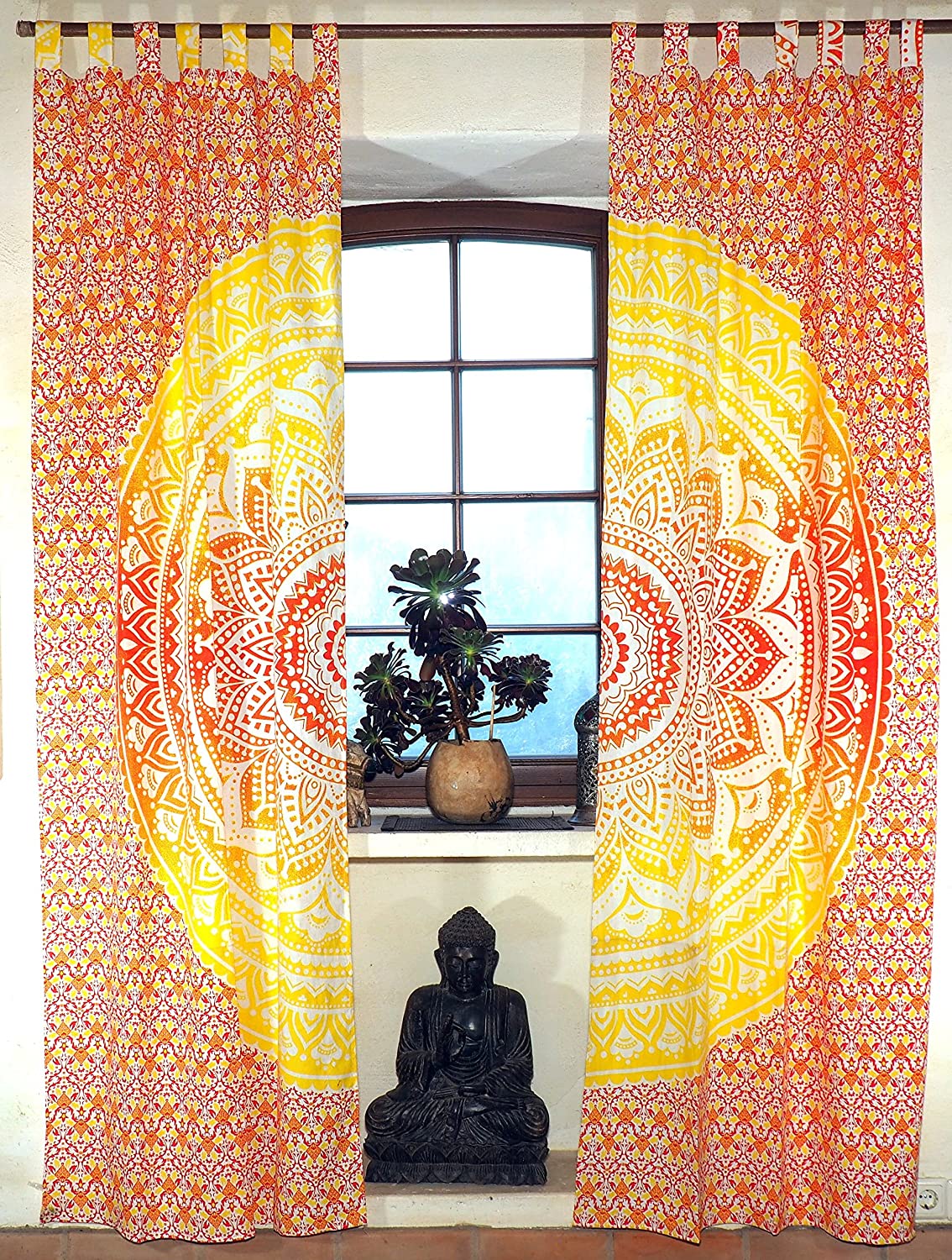 Guru-Shop Curtain (1 Pair Of Curtains, Curtains) With Loops Mandala Motif R