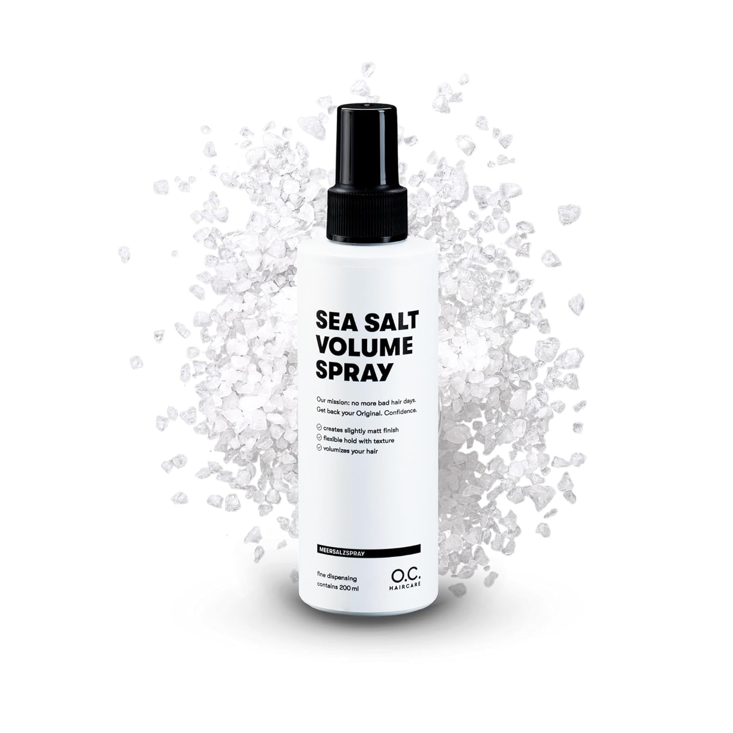 O.C. Haircare Sea Salt Spray - 200 ml Sea Salt Spray for Hair - Volume Booster for a Fuller Hair Feel with Strong Hold - 100% Vegan & Made in Germany
