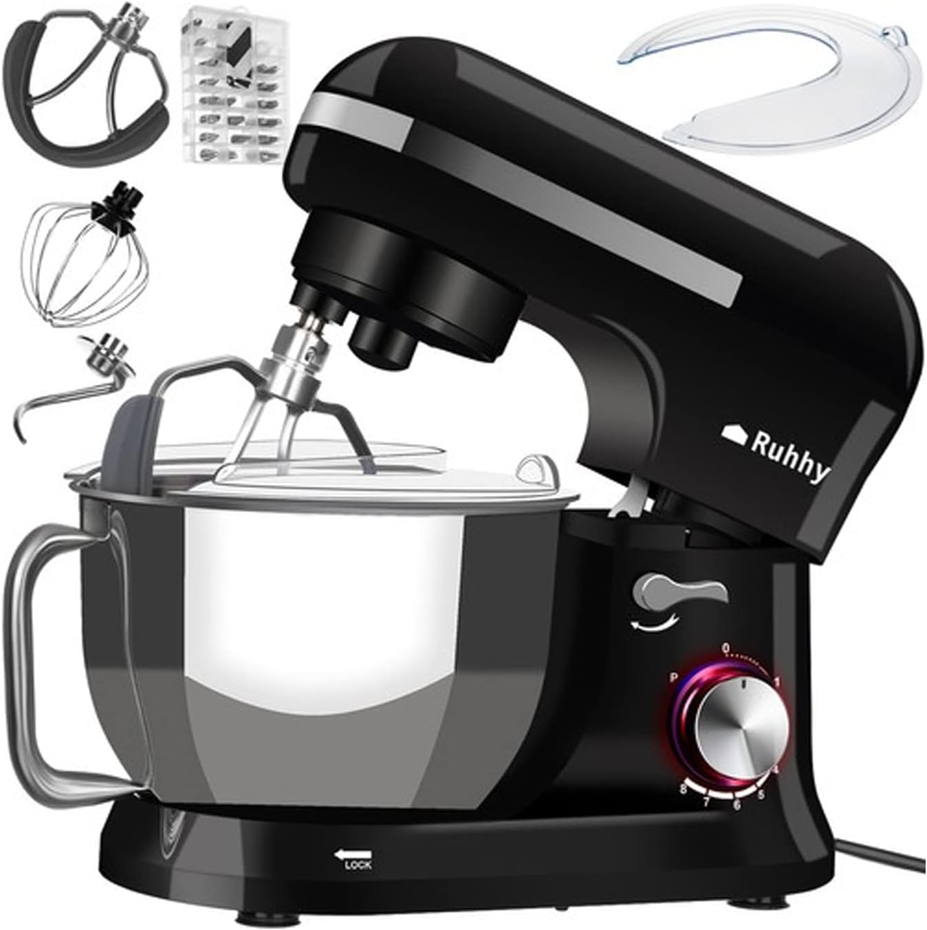Food Processor Stainless Steel Bowl 4.5 L, 1700 W - 8 Speed ​​Levels + Pulse Function Kitchen Appliances for Cakes and Bread with Baking Accessories for Hobby and Professional Chefs 16746