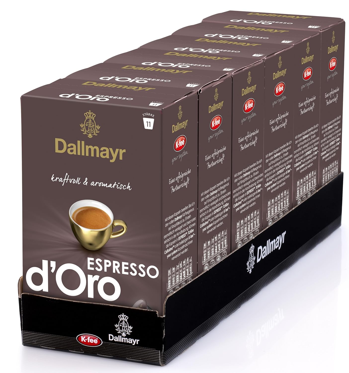 Dallmayr ESPRESSO d\'Oro Coffee Capsules Compatible with K-fee & Tchibo Cafissimo*, Intensity 11/13, Full-bodied & Soft, 96 Capsules (6 x 16 Capsules)