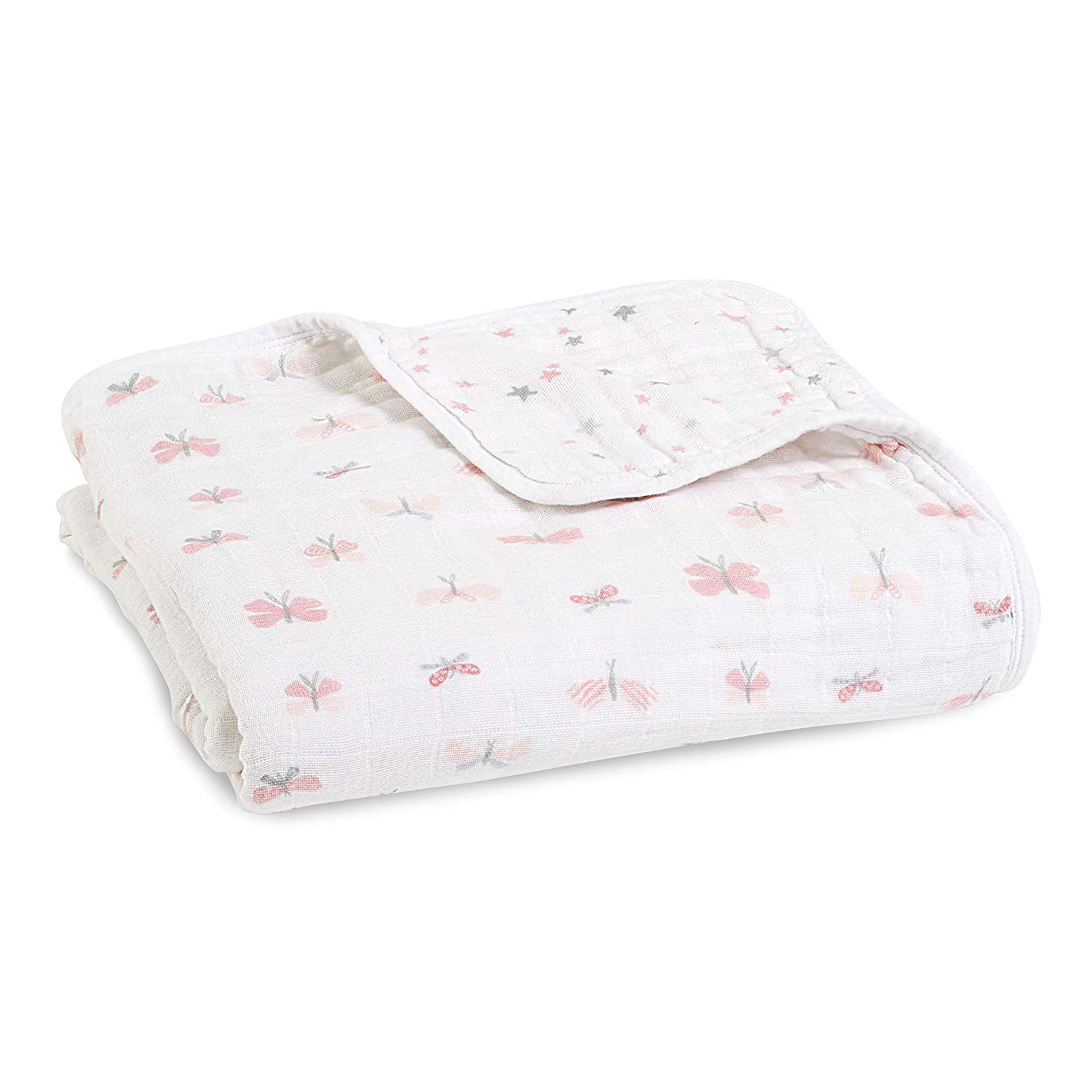 aden + anais Dream Blanket, 4 Layers 100% Cotton Muslin, 120 cm x 120 cm, Lovely Reverie