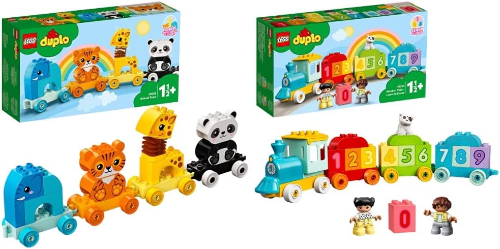 LEGO 10955 Duplo My First Animal Train with Toy Animals, from 1.5 Years & 10954 Duplo Number Train - Counting Learning, Train Toy, Educational Toy for Children from 1.5 Years, Baby Toy