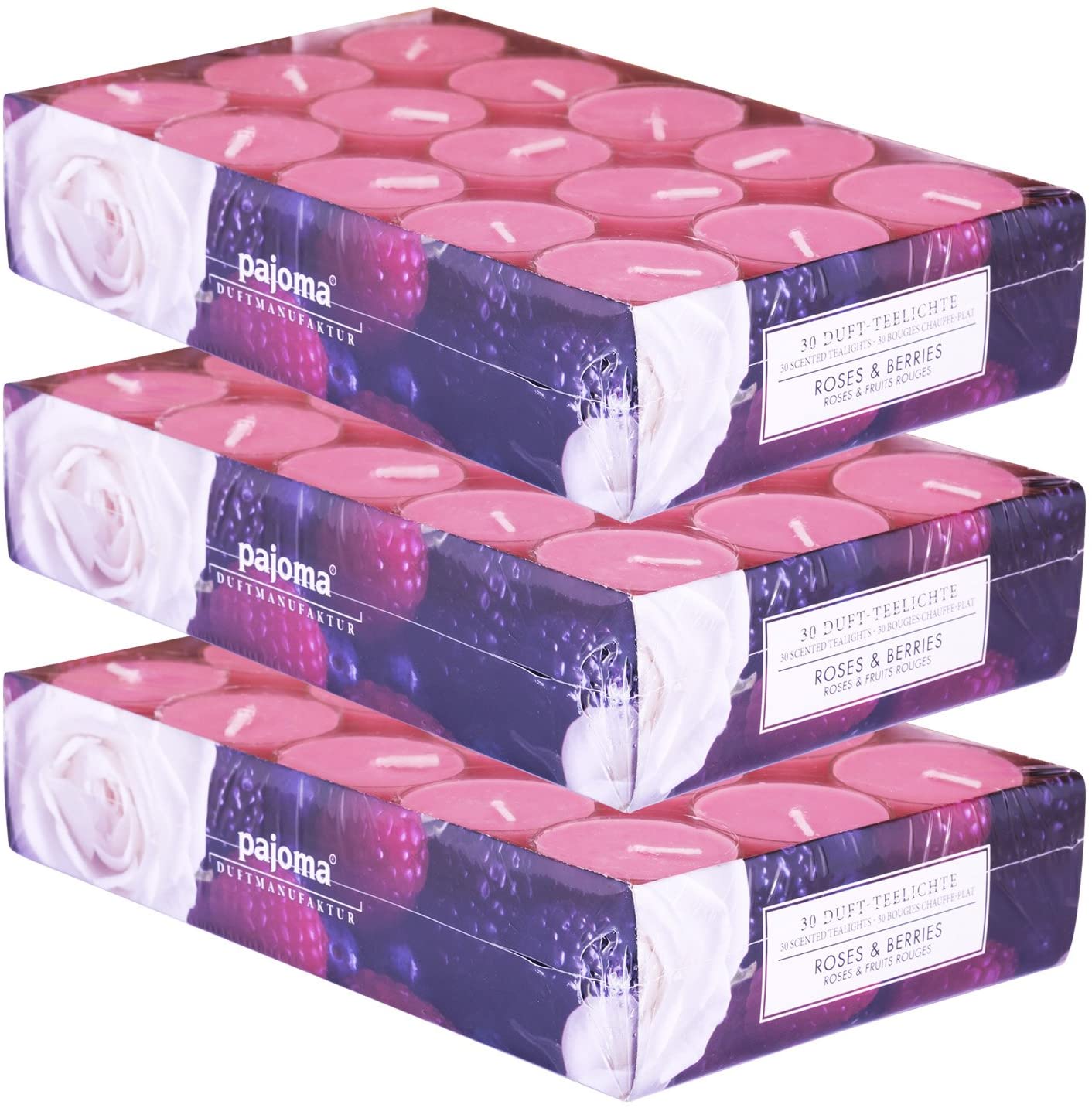 Pajoma Duftteelicht Roses & Berries, 90 Stück (3 X 30Er Pack) In Verschiede