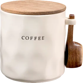 Can \"Coffee\" with spoon, beige, 1 piece