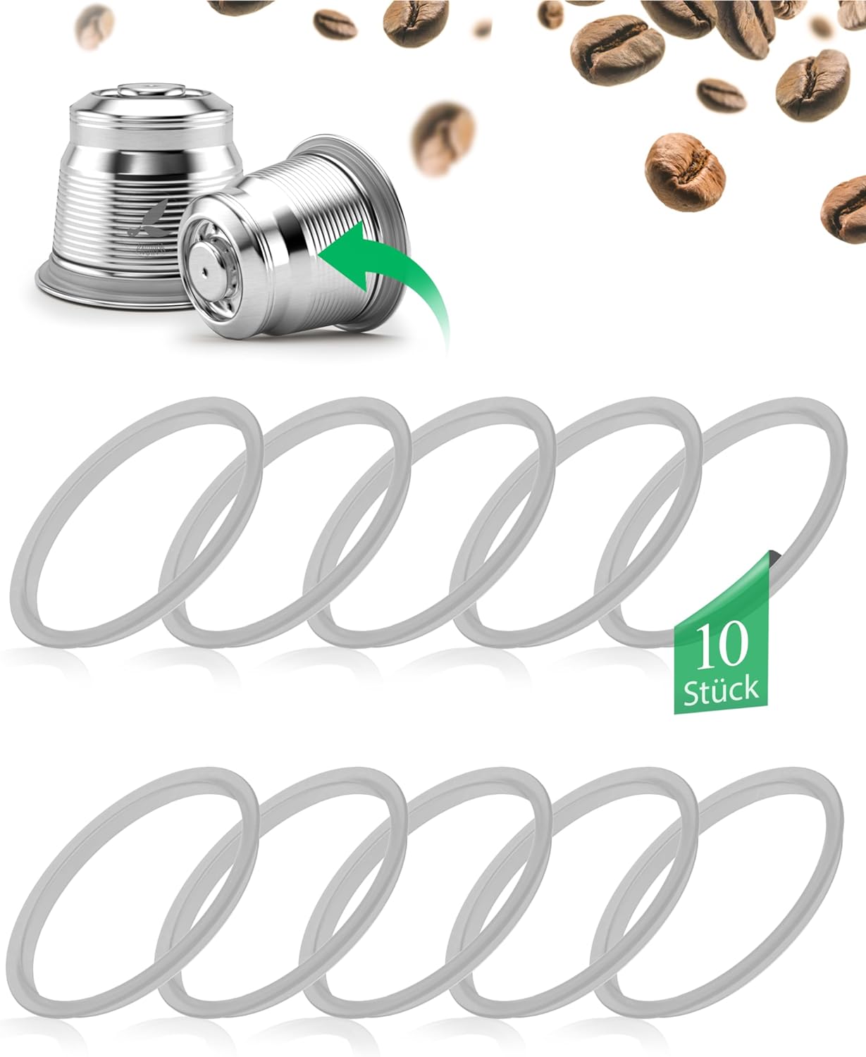 Pack of 10 Replacement Sealing Rings for Refillable mahona Coffee Capsules
